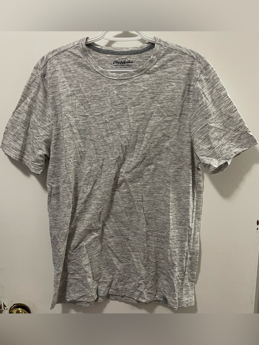 Flag & Anthem Men's Light Grey Crew Neck Short Sleeve T-Shirt Top Tee Medium M